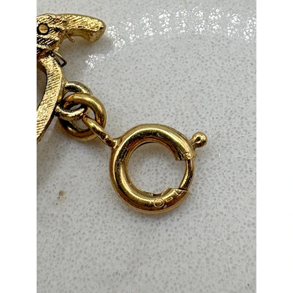 Monet Bracelet Charm Stein Mug Sloop Gold Tone Spring Ring Clasp Vintage Signed